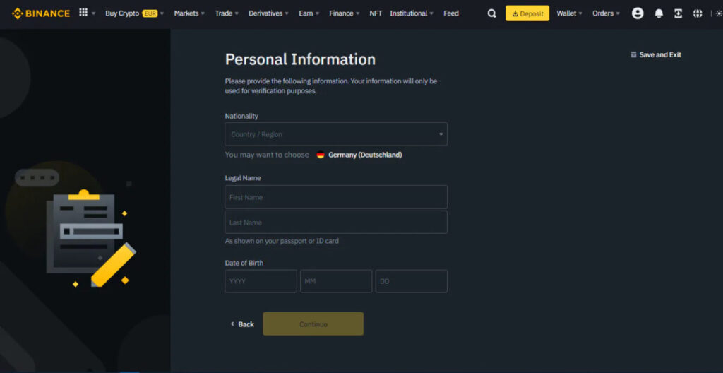 Биржа Binance процесс KYC